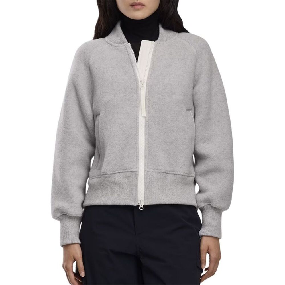 Canada Goose Womens  Sierra Fleece Black Label Wool-Blend Bomber Jacket